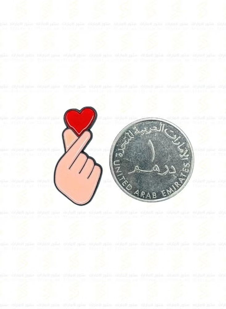 Generic 5-Pieces Finger Heart- Cute Hand Gesture with Red Heart Enamel Sticker, for Bags, Jackets, and Clothing Mobile, I pad, Backpacks, and Collectors Walls, Doors, Cars & Laptops  - Image 3