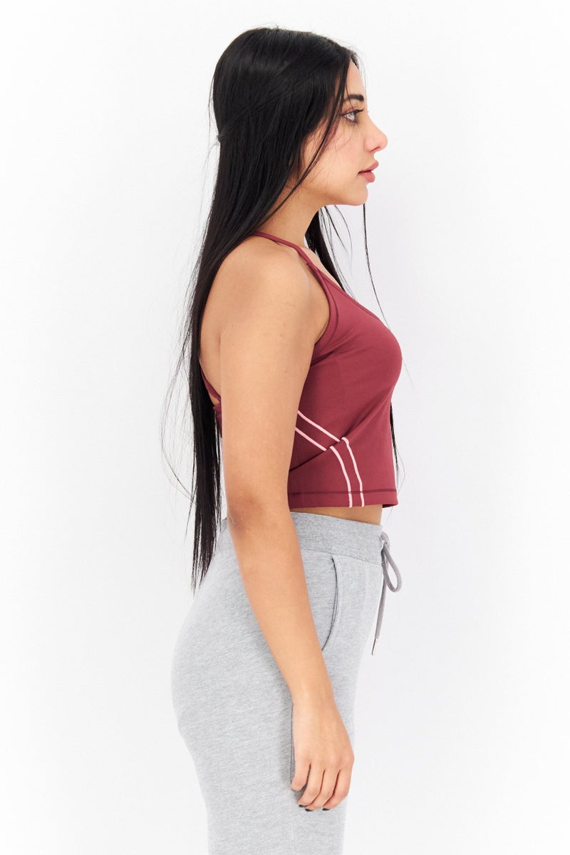 PUMA تي شيرت تدريب بلا أكمام للنساء، مارون - Image 3