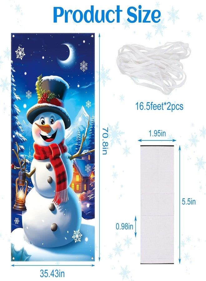 LOAVER Christmas Door Cover Snowman Decoration,Large Snowman Door Hanging Backdrop for Winter Party Christmas Indoor Outdoor Banner Holiday Decoration,70.8 x 35.4 Inch - Image 2