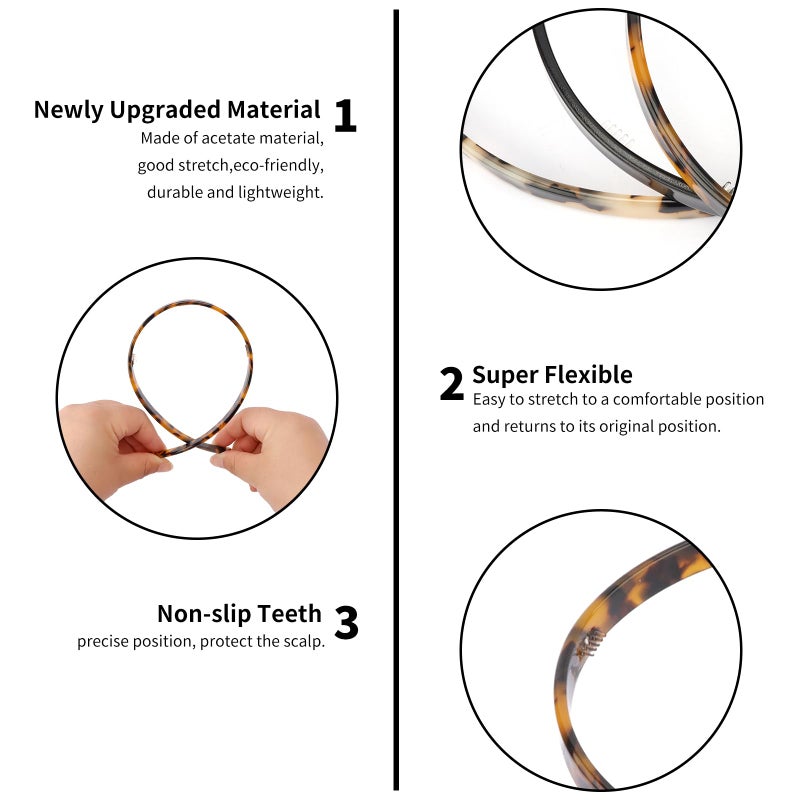 Canitor Sunglasses Headband for Women Wavy Thin Tortoise Shell Headbands Comfortable No-pressure Fashion Headbands Non-slip Headband for Glasses Wearers Hair Accessories - Image 4