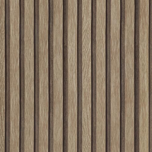 Yun-aeon Natural Wood Peel and Stick Wallpaper Wood Slats - 17.3"x 480" Light Tan Self-Adhesive Waterproof Vinyl Removable Wall Paper for Wall Decor Bedroom - Image 1