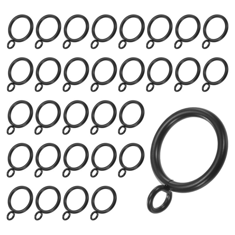 M METERXITY M METERXITY 40-Pack Black Curtain Rings with Eyelet  Rustproof Metal Rings for Curtain Rods  1.25 Inch Interior Diameter Drapery Rings for Curtain Rods for Hanging Drapes/Hats/Towels - Image 2