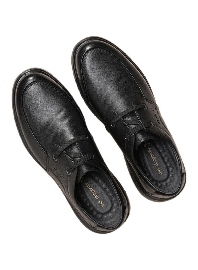 RED DRAGONFLY Hongqingting Business Casual Cowhide Leather Shoes, Wear-Resistant Men'S Shoes, Comfortable Soft-Soled Business Dad Shoes, Wja33220, Black, Size 42 - Image 1