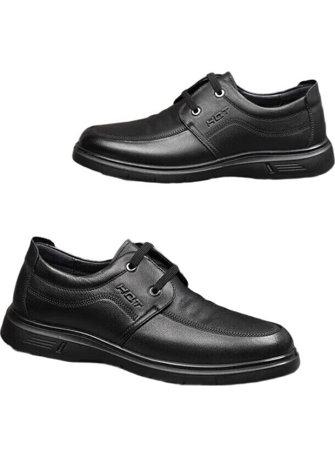 RED DRAGONFLY Hongqingting Business Casual Cowhide Leather Shoes, Wear-Resistant Men'S Shoes, Comfortable Soft-Soled Business Dad Shoes, Wja33220, Black, Size 42 - Image 2