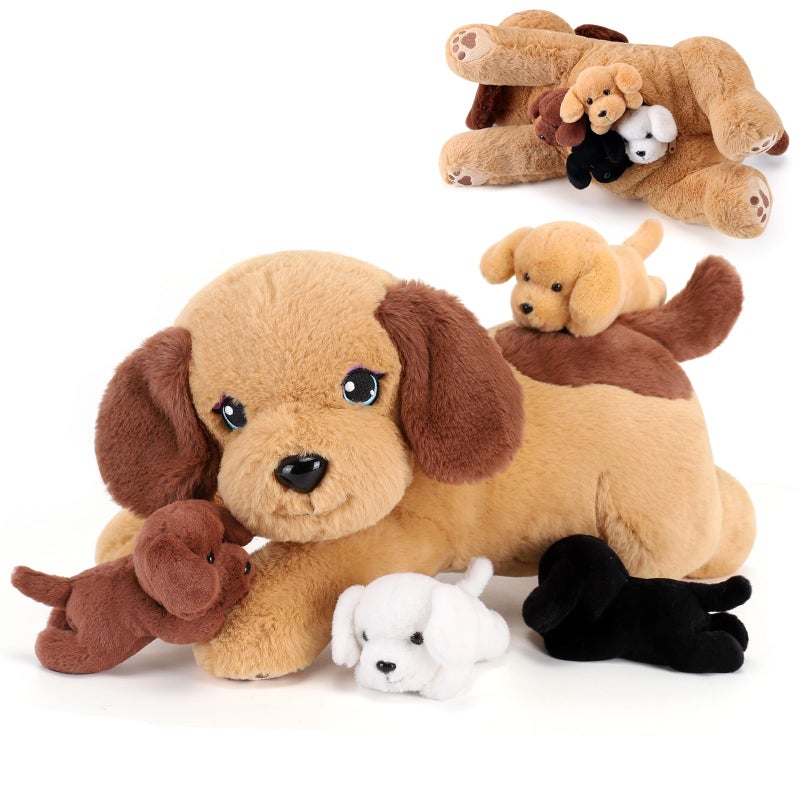 gnomantic 5 Pieces Dog Stuffed Animals with Babies Inside Belly 1 Mommy Stuffed Dog with 4 Puppy Plush Stuffed Puppy Plush Toy for Kids Age 38 Gifts Ideal for Christmas Valentines Birthday - Image 2