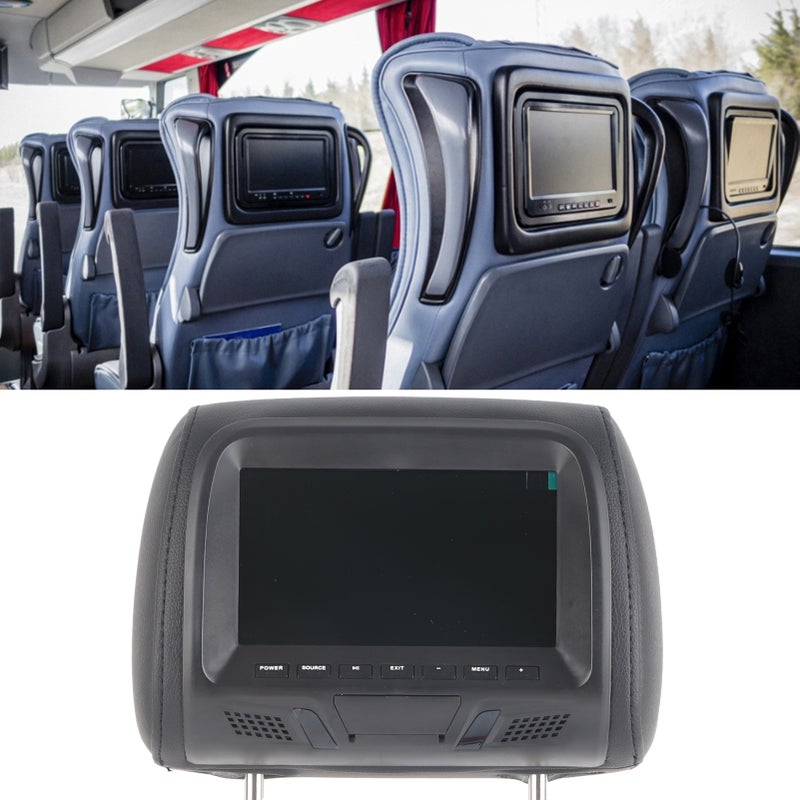 7in Car Headrest Monitor: 800 X 480 HD Resolution, Adjustable Brightness - Universal Fit, Simple Installation, ABS + Faux Leather, Black for Long-Distance Car Travel, Most Vehicle Models - Image 5
