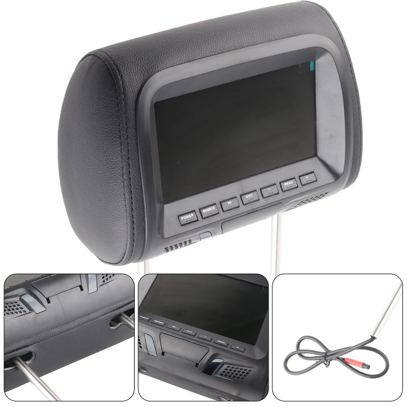 7in Car Headrest Monitor: 800 X 480 HD Resolution, Adjustable Brightness - Universal Fit, Simple Installation, ABS + Faux Leather, Black for Long-Distance Car Travel, Most Vehicle Models - Image 4
