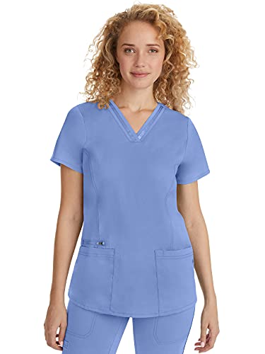 Healing Hands Scrub Top for Women with 3 Pockets and Easy Care, 2-Way Stretch Fabric Plus Size 2278, 4XL, Ceil - Image 1