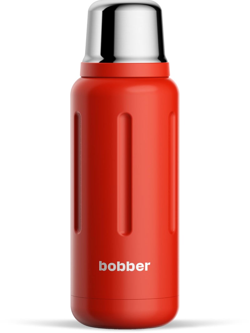 BOBBER 34 oz Stainless Steel Thermos for Hot Tea, Coffee, and Cold Drinks - BPA-Free, Dishwasher Safe Vacuum Insulated Water Bottle for Hot Drinks - Keeps Hot for 48 Hours (Red) - Image 1