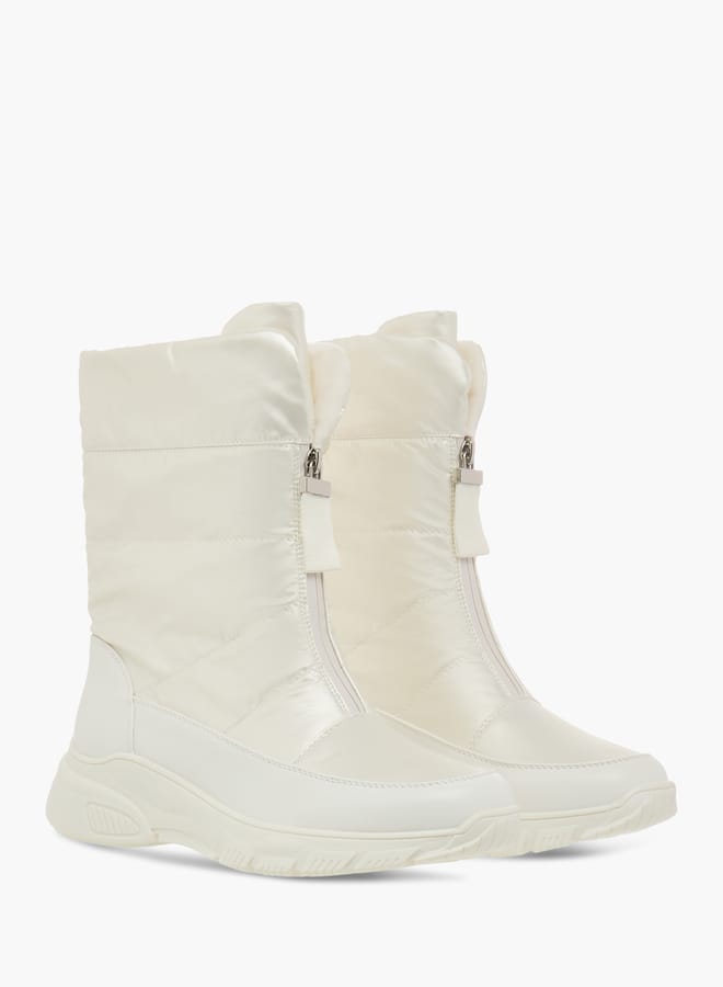 Celeste Women's Textured High Shaft Boots with Zip Closure  - Image 2