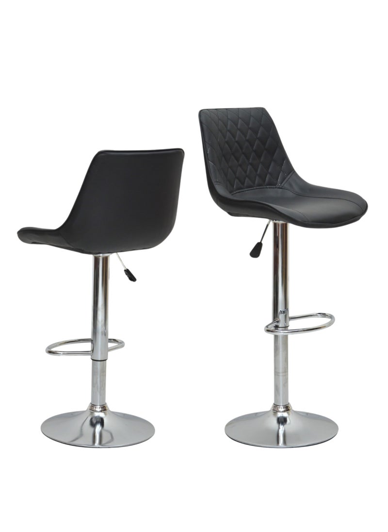 KARNAK 2-Pieces Bar Stools PU Leather Swivel Breakfast Chairs Adjustable Swivel Stylish Pub Chairs, Counter Chairs, Height Home Kitchen, Dining Room, Island And Home Bar 322 Color Black  - Image 1