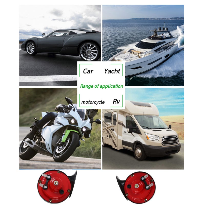 Car Horn: Red Dual-Tone Horn - Loud Clear Sound Premium ABS & Metal Build Customizable 12 Sounds for Cars Trucks Motorcycles Boats - Image 5