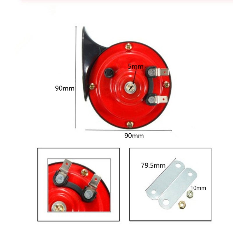 Car Horn: Red Dual-Tone Horn - Loud Clear Sound Premium ABS & Metal Build Customizable 12 Sounds for Cars Trucks Motorcycles Boats - Image 4