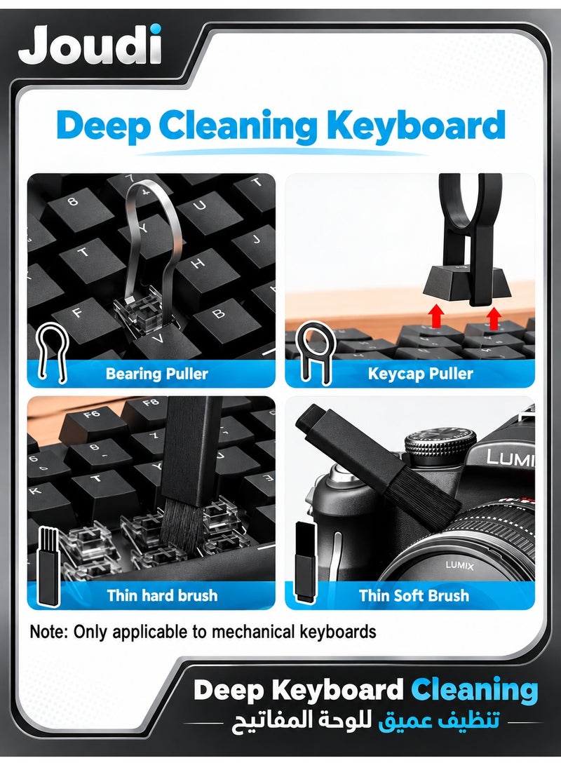 Joudi 20-in-1 Electronics Cleaning Kit, Multi-Functional Keyboard & Screen Cleaning Tool for Laptop, Phone, Earbuds, Headphones & Computer, Portable Cleaning Set, Black - Image 2