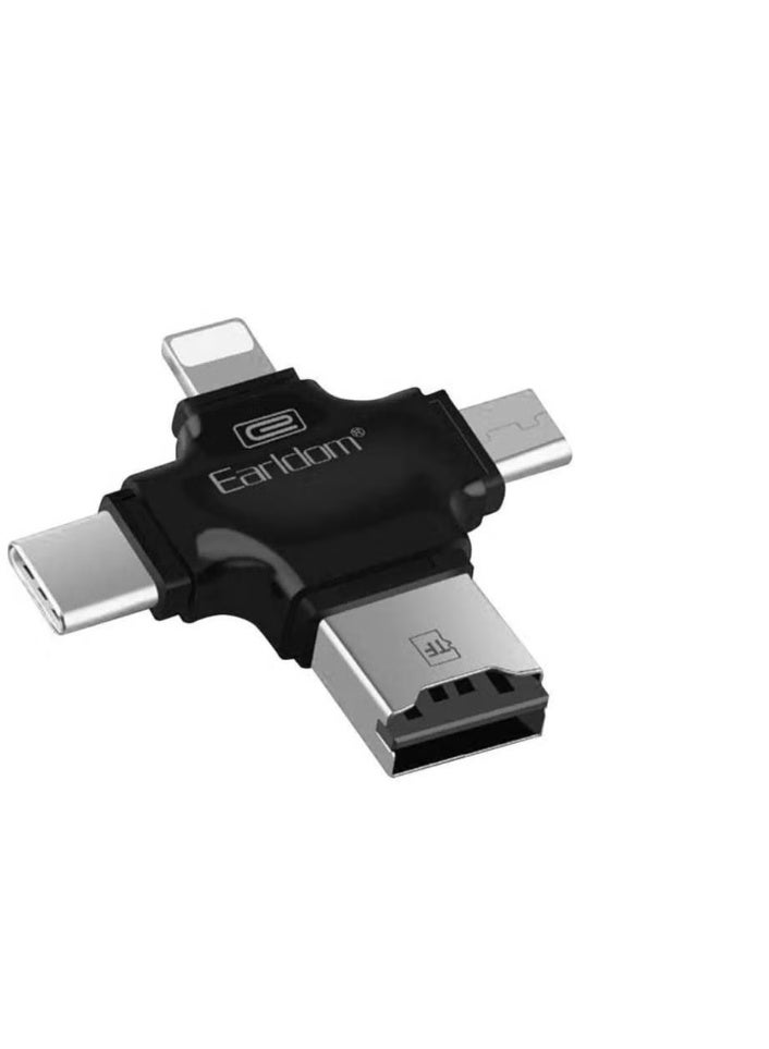 Earldom OT82 4-in-1 High-Speed Card Reader – USB, Lightning & Type-C - Image 1