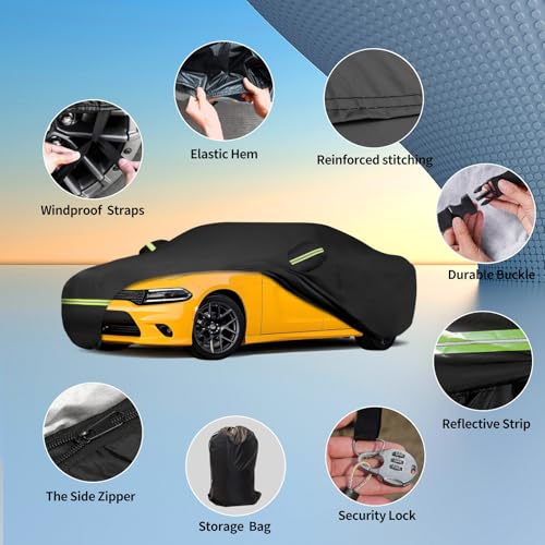 ATBKJ Waterproof Car Covers Fit for 2006-2025 Dodge Charger(Black) Custom Heavy Duty Waterproof All Weather Protection Outdoor - Image 2