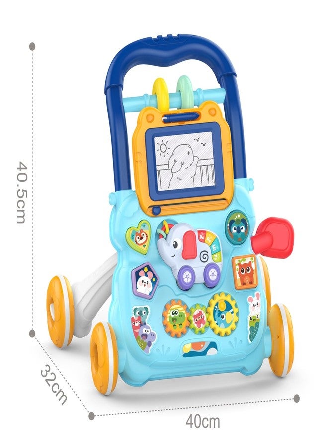 STJOYOPY Sit to Stand Baby Learning Walker Toys with Activity Center, Early Learning Push Walker Walking Toys (Blue) - Image 2