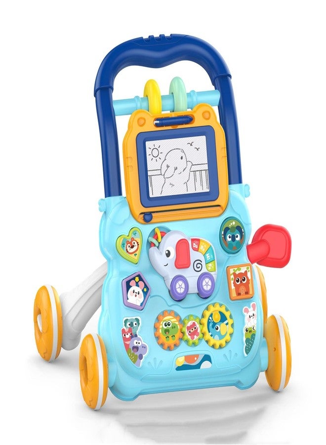STJOYOPY Sit to Stand Baby Learning Walker Toys with Activity Center, Early Learning Push Walker Walking Toys (Blue) - Image 1