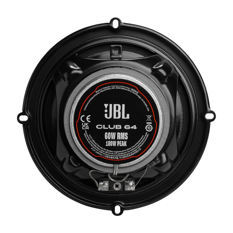 JBL Club 64-6-1/2" (160mm) Two-Way Car Speaker, 60W RMS, 180W Peak, Sensitivity (@ 2.83V): 93dB, Frequency Response: 48Hz â€“ 21kHz, Nominal Impedance: 3.0 ohms - Image 4