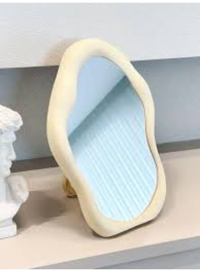 ديكور هيلز مرآة مكياج ديكورهيلز على شكل سحابة - مرآة زينة غير منتظمة الشكل، مناسبة للسطح المكتبي والحمام والجدران، بتصميم بسيط وأنيق، مرآة زينة وارتداء أنيقة - Image 2