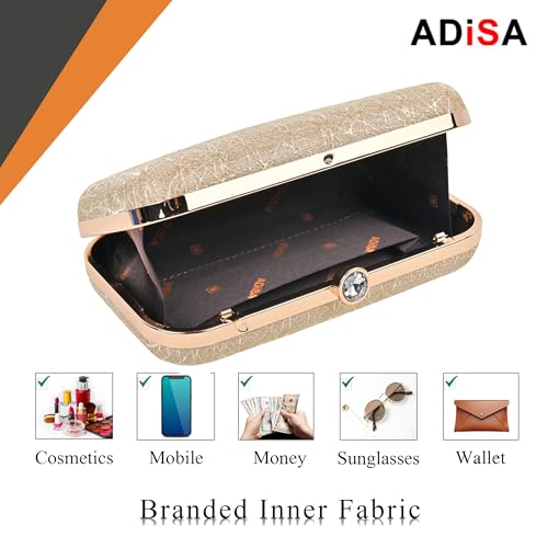 ADISA Constellation formal party clutch with gold chain for women and girls (CL106-GOL) - Image 4