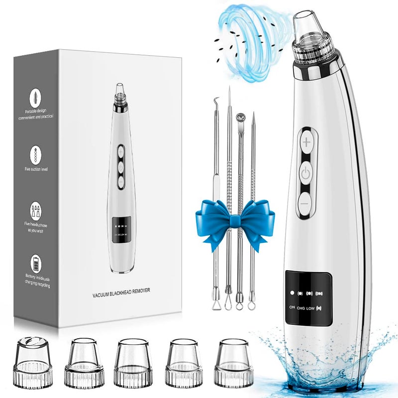 FREESHOW Blackhead Remover Pore Vacuum Upgraded Facial Pore Cleaner Electric Comedone Whitehead Extractor Tool-5 Suction Power,5 Probes,USB Rechargeable Blackhead Vacuum Kit for Women & Men - Image 1