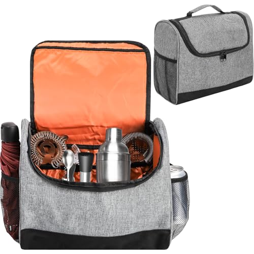 WUWEOT Travel Bartender Bag, Portable Bar Bag, Mixology Bartending Backpack with Padded Compartments and Handle for Tools Set Storage Cocktail Shaker and Wine Bottle Carrier - Image 1
