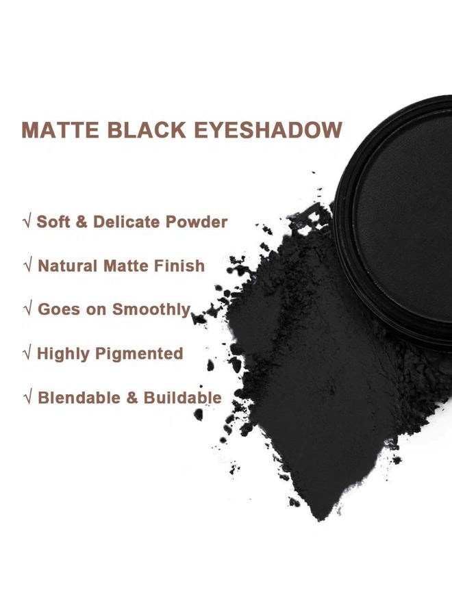 Mysense Matte Black Single Eyeshadow Palette, Pressed Powder Eye Shadow, Smooth Eye Black Powder Makeup, High Pigment Long Lasting Vegan & Cruelty Free, 202# Black - Image 3