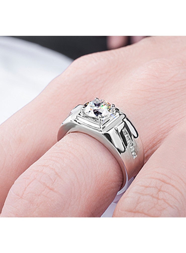 لاتين خاتم رجالي من الأحجار الكريمة وخاتم الزركون، خاتم خطوبة كلاسيكي من الأحجار الكريمة، خاتم إبهام فاخر للأب والرجل كهدايا - Image 2