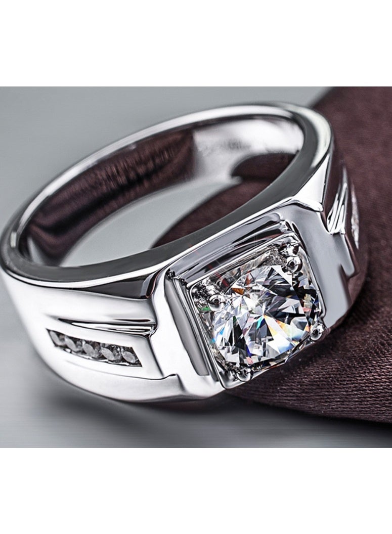 لاتين خاتم رجالي من الأحجار الكريمة وخاتم الزركون، خاتم خطوبة كلاسيكي من الأحجار الكريمة، خاتم إبهام فاخر للأب والرجل كهدايا - Image 1
