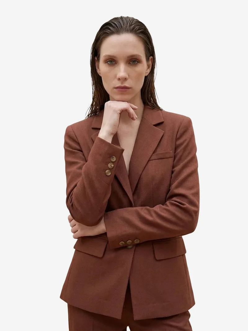 My Fashion Chestnut Brown MY FASHION Women's regular-fit blazer jacket for Women | Best Price UAE