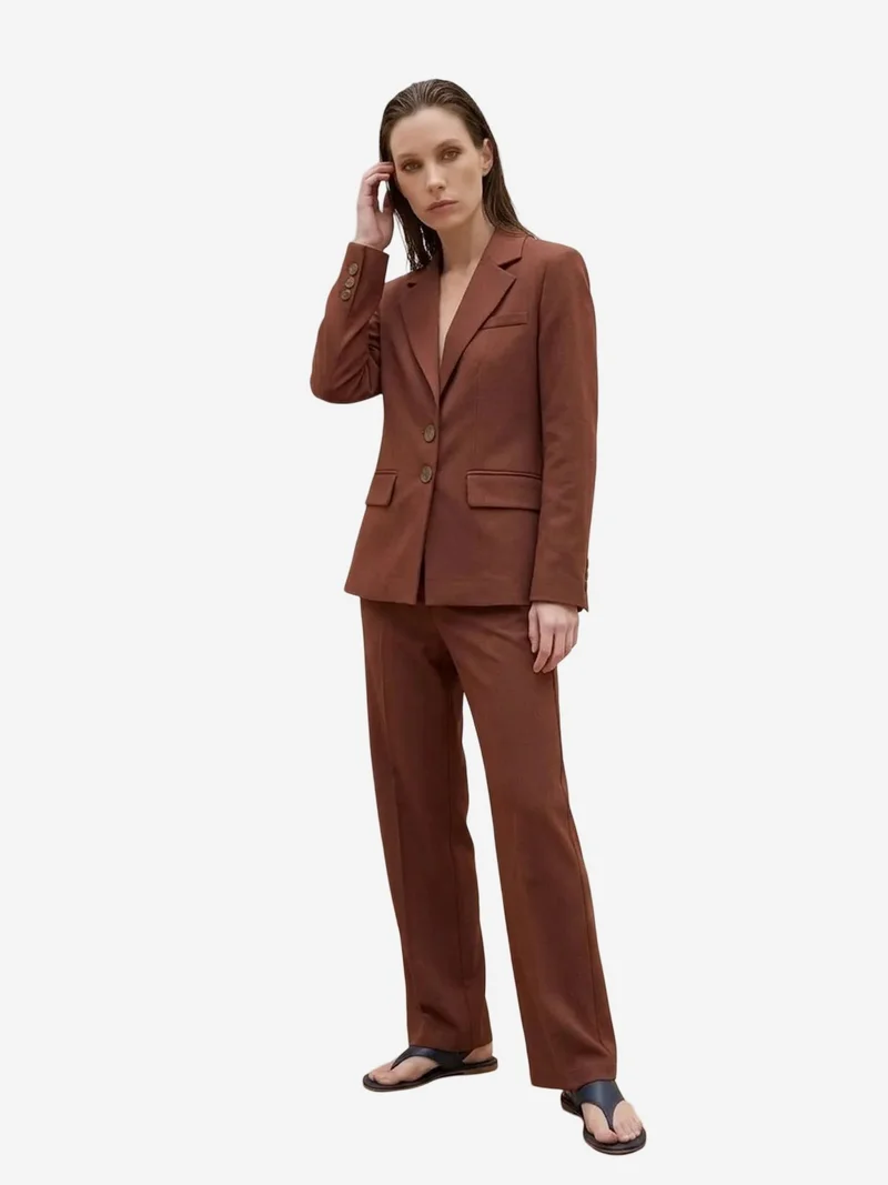 My Fashion Chestnut Brown MY FASHION Women's regular-fit blazer jacket for Women | Best Price UAE