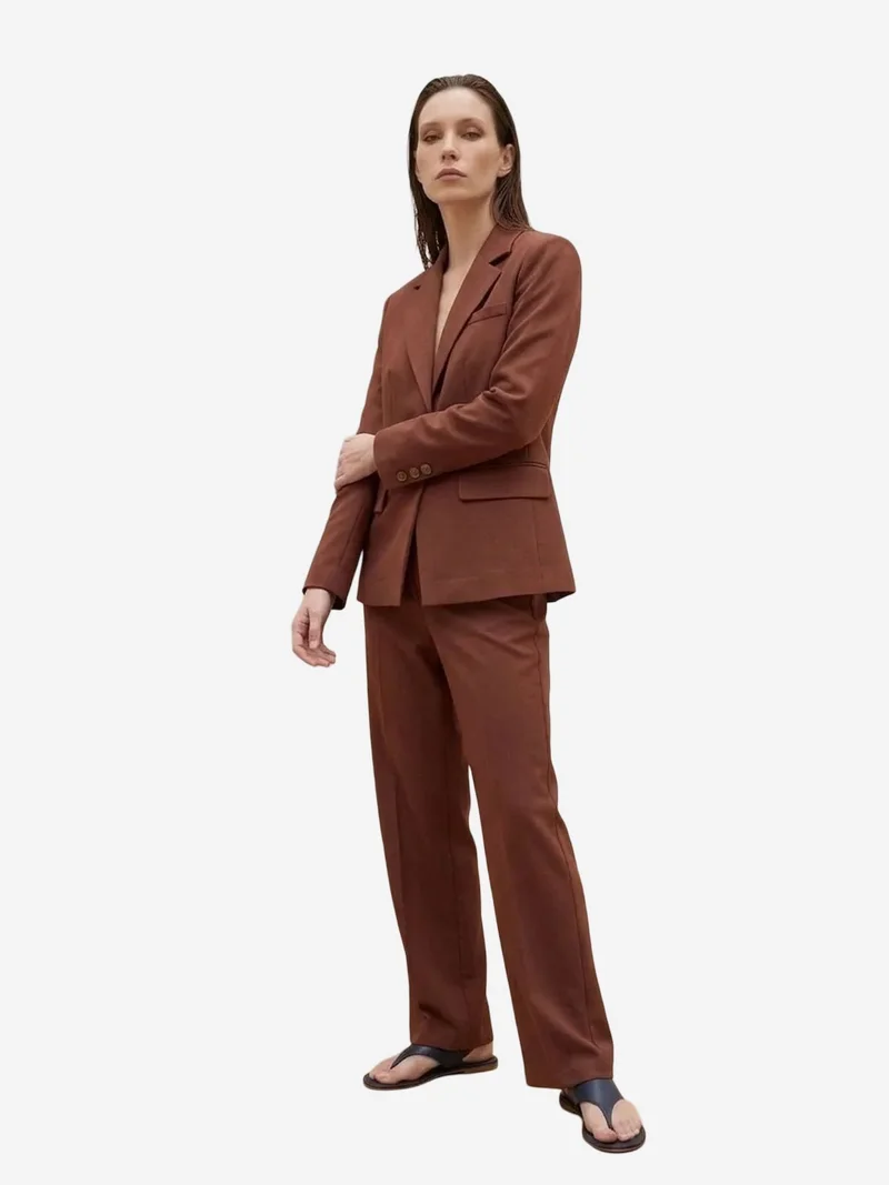 My Fashion Chestnut Brown MY FASHION Women's regular-fit blazer jacket for Women | Best Price UAE