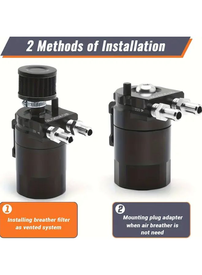 Silvery Aluminum Engine Oil Separator Kit With Breather Filter And 6 Fittings 10 14oz - Image 3