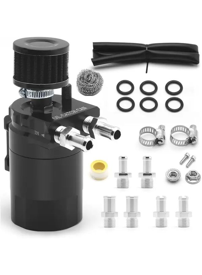 Silvery Aluminum Engine Oil Separator Kit With Breather Filter And 6 Fittings 10 14oz - Image 1