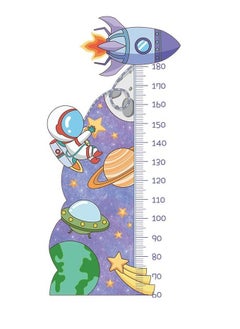 Kids Height Growth Chart Wall Stickers, Outer Space Wall Decals, Astronaut Kids Measuring Ruler Wallpaper Decals, Wall Art Decoration, Peel and Stick for Kids Living Room Bedroom Wall Decor