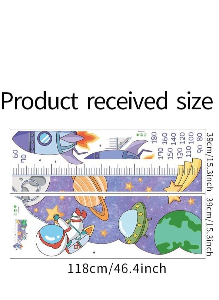 Generic - Kids Height Growth Chart Wall Stickers, Outer Space Wall Decals, Astronaut Kids Measuring Ruler Wallpaper Decals, Wall Art Decoration, Peel and Stick for Kids Living Room Bedroom Wall Decor - Image 1