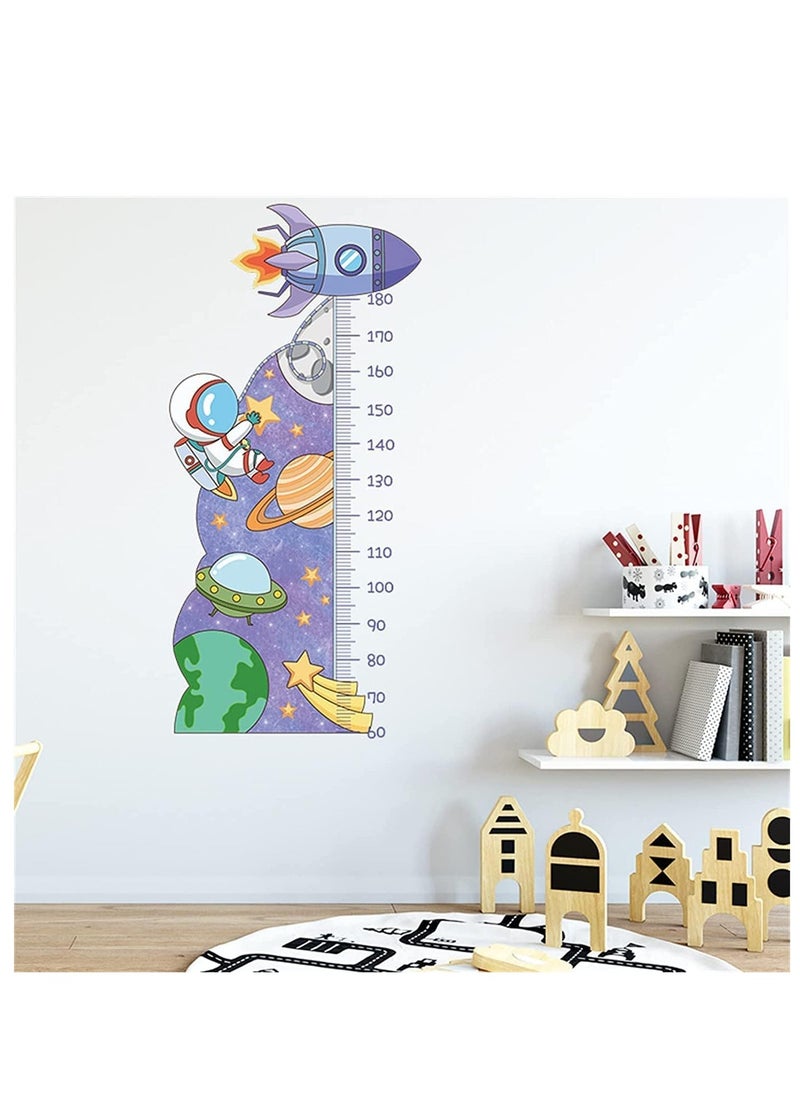 Generic - Kids Height Growth Chart Wall Stickers, Outer Space Wall Decals, Astronaut Kids Measuring Ruler Wallpaper Decals, Wall Art Decoration, Peel and Stick for Kids Living Room Bedroom Wall Decor - Image 1
