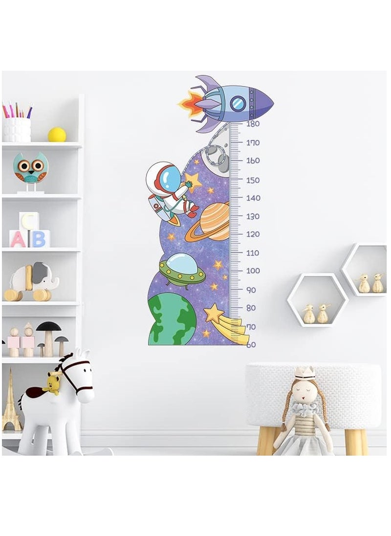 Generic - Kids Height Growth Chart Wall Stickers, Outer Space Wall Decals, Astronaut Kids Measuring Ruler Wallpaper Decals, Wall Art Decoration, Peel and Stick for Kids Living Room Bedroom Wall Decor - Image 1