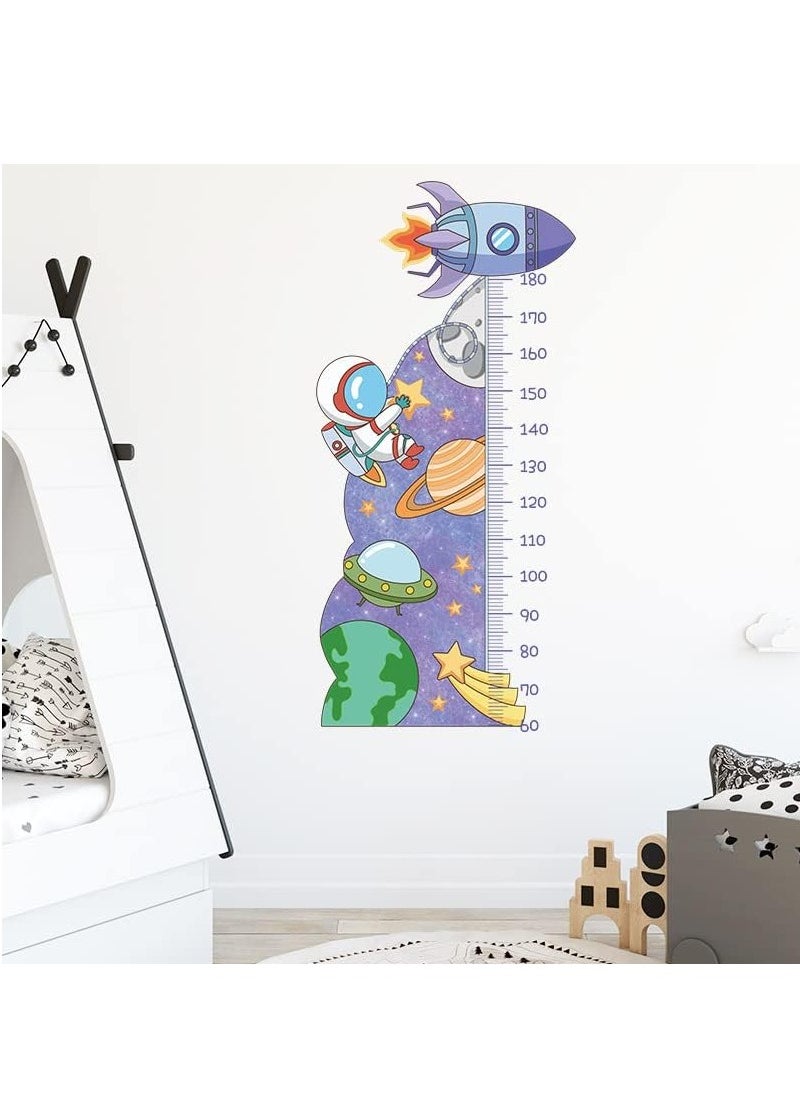 Generic - Kids Height Growth Chart Wall Stickers, Outer Space Wall Decals, Astronaut Kids Measuring Ruler Wallpaper Decals, Wall Art Decoration, Peel and Stick for Kids Living Room Bedroom Wall Decor - Image 1