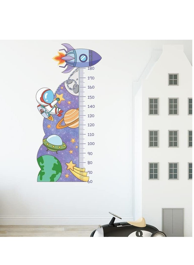 Generic - Kids Height Growth Chart Wall Stickers, Outer Space Wall Decals, Astronaut Kids Measuring Ruler Wallpaper Decals, Wall Art Decoration, Peel and Stick for Kids Living Room Bedroom Wall Decor - Image 1