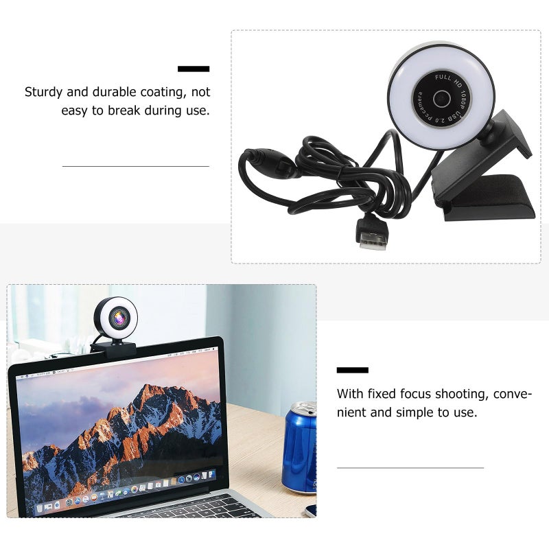 كاميرا ويب بدقة 1080P مع ميكروفون، توصيل USB، تشغيل فوري للاجتماعات عبر الإنترنت والبث ومكتب المنزل - Image 4