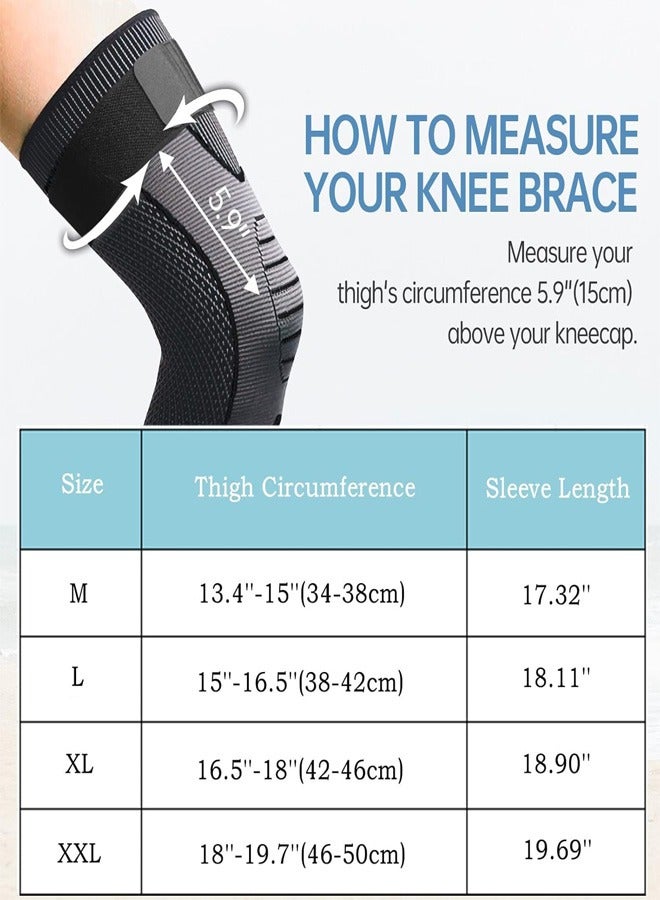 RATSAW Leg Compression Sleeve Full Leg 2 Pack Long Knee Brace for Men Women Knee Support Protector for Running Weightlifting Workout Joint Pain Relief Meniscus Tear Arthritis Tendinitis - Image 5