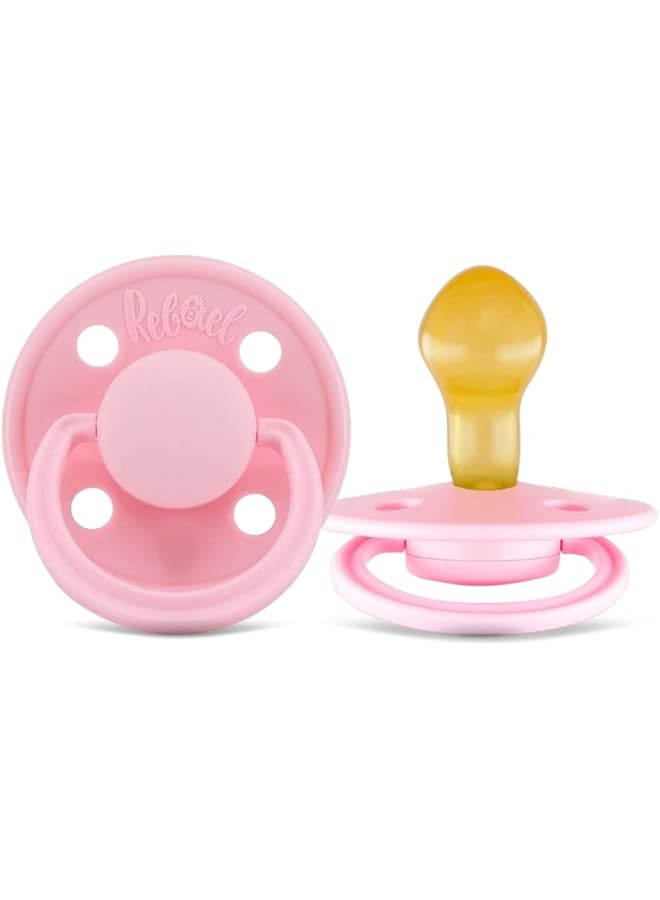 Rebael Mono Natural Rubber Round Pacifier Size 2 Baby 6M Plus 1 Pack Sweet Pink - Image 1