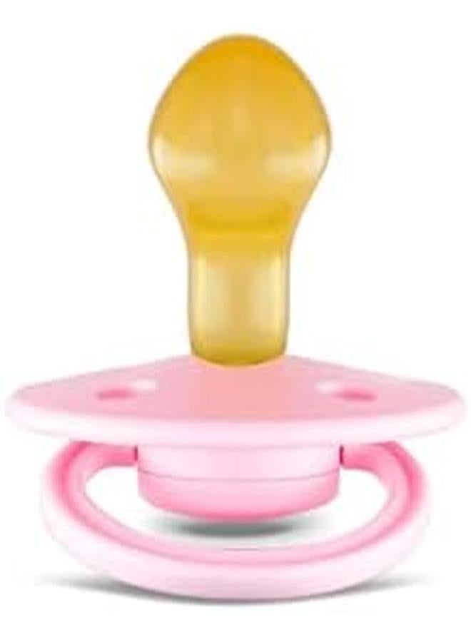 Rebael Mono Natural Rubber Round Pacifier Size 2 Baby 6M Plus 1 Pack Sweet Pink - Image 2
