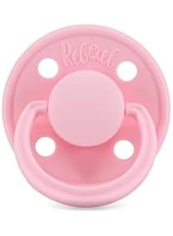 Rebael Mono Natural Rubber Round Pacifier Size 2 Baby 6M Plus 1 Pack Sweet Pink - Image 3