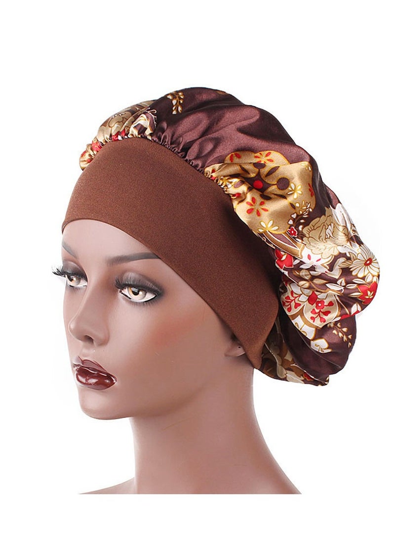 Generic - Wide Band Satin Cap Elastic Sleep Stain Bonnet Soft Night Sleeping Hat For Women - Image 1