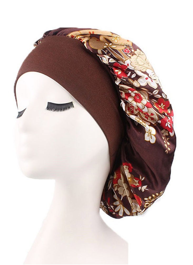 Generic - Wide Band Satin Cap Elastic Sleep Stain Bonnet Soft Night Sleeping Hat For Women - Image 1