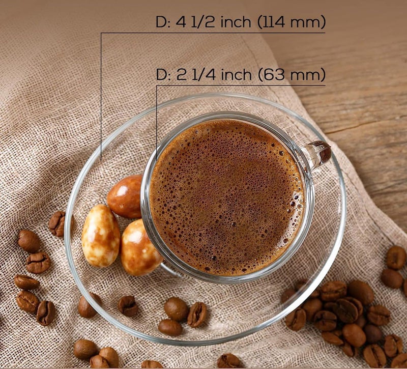 MARTVIA Premium Classic Glass Tea & Coffee Cup and Saucer - 250 ML, for Transparent Espresso Cappuccino hot Chocolate, Cups and Saucer Set for Coffee, Green Tea (Crystal Set 4 Cup and 4 Saucer) - Image 5