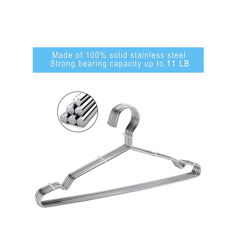 SOLARAE شماعات معاطف 10 عبوة شماعات سلكية ثقيلة من الفولاذ المقاوم للصدأ مع أخاديد غير قابلة للانزلاق، قميص، شماعات ملابس معدنية فائقة النحافة لتوفير المساحة 16.5 بوصة - Image 2